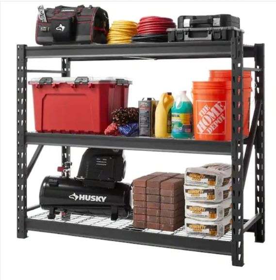 Husky 3Tier Heavy Duty Industrial Welded Steel Garage Storage Shelving