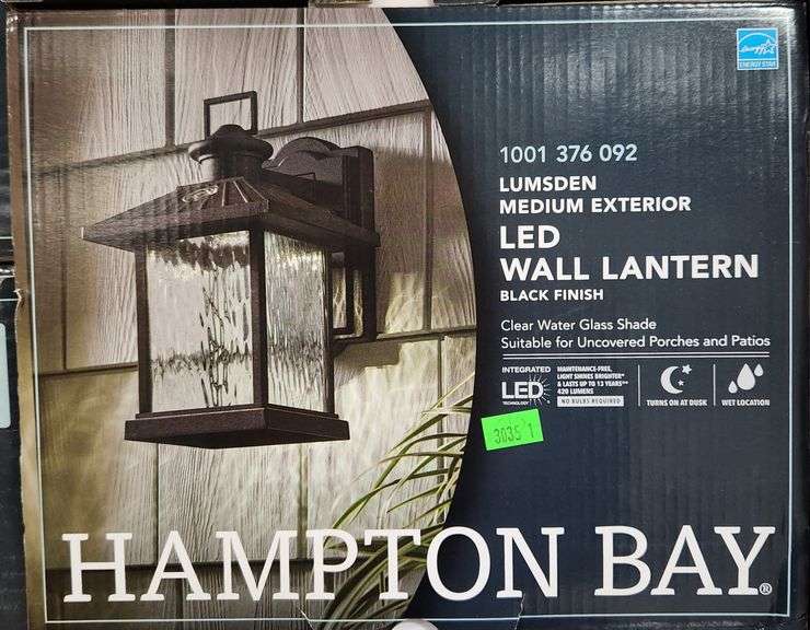 Hampton Bay Lumsden 7 in. Black Outdoor Integrated LED Wall Lantern