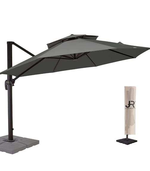 JEAREY 13FT Cantilever Patio Umbrellas Double Top Outdoor Umbrella