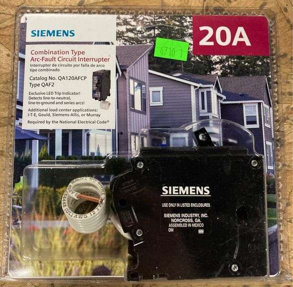 Siemans Combination Type ArcFault Circuit Interrupter, 20A Metzger