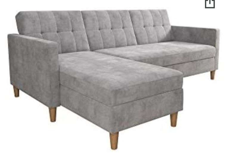 DHP Hartford Storage Sectional Futon with Interchangeable Chaise, Space