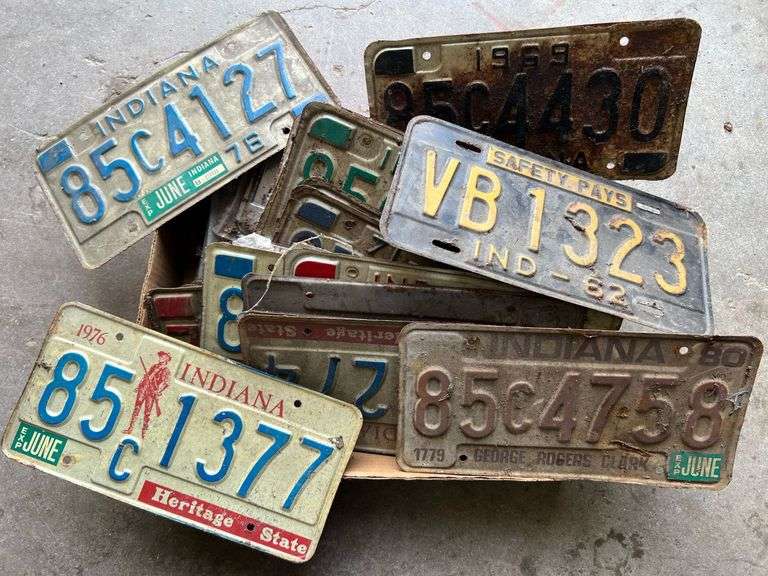 Assorted Indiana license plates Metzger Property Services LLC