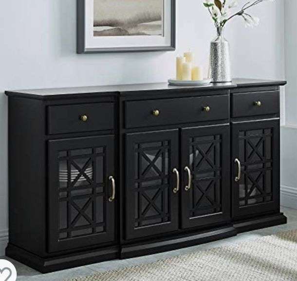 Walker Edison Modern Wood Glass-Buffet-Sideboard Living Entryway ...