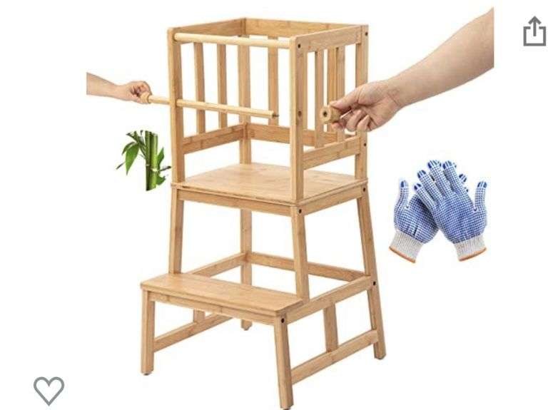 COSYLAND Nursery Kids Kitchen Step Stools with Gloves Removable Anti