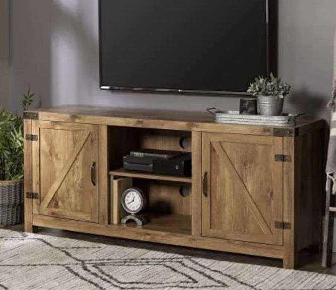 Walker Edison Modern Farmhouse Double Barn Door TV Stand for