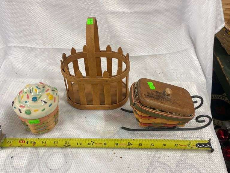 Longaberger Collectors Club Cupcake Basket, Picket Fence Basket, Sleigh
