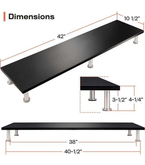 The Office Oasis Dual Computer Monitor Stand, Solid Bamboo Supports