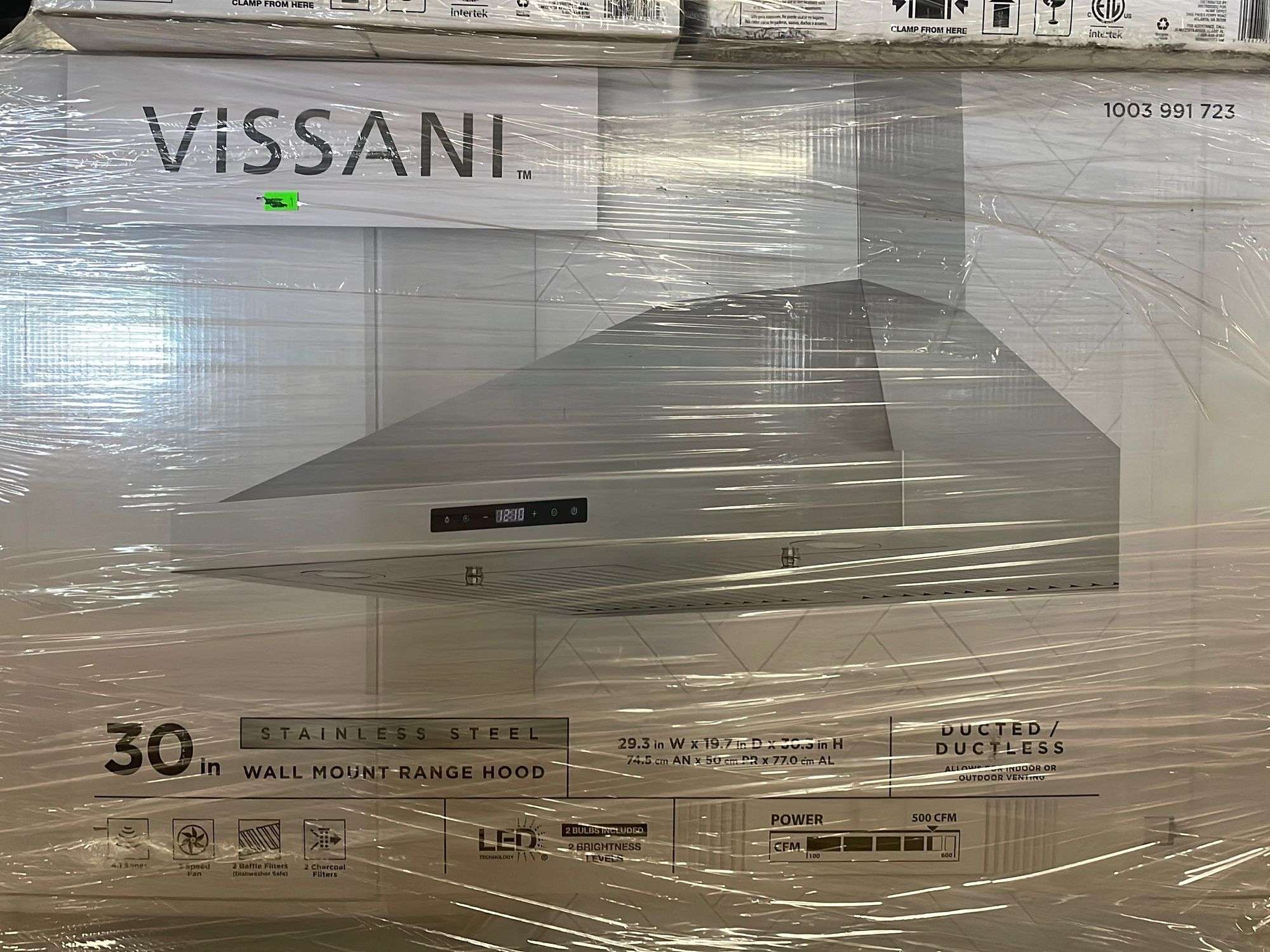 Vissani 30 in. W Convertible Wall Mount Range Hood with 2 Charcoal