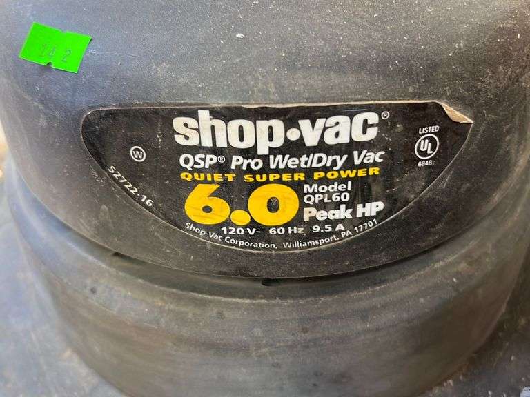 Shop Vac QSP Pro Wet/Dry Vac 6.0 Peak HP (Model QPL60) Metzger
