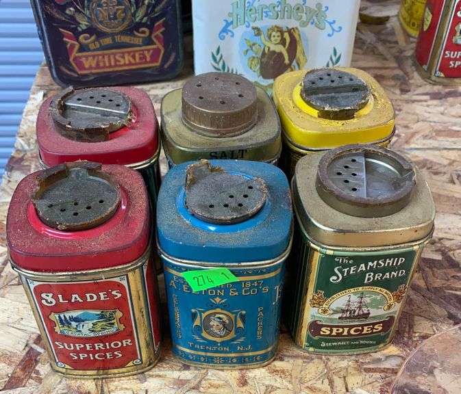 Assorted vintage Spice Containers Metzger Property Services LLC