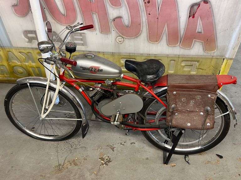 1947 Vintage Whizzer Schwinn Motorized Bike with saddlebags. Worked