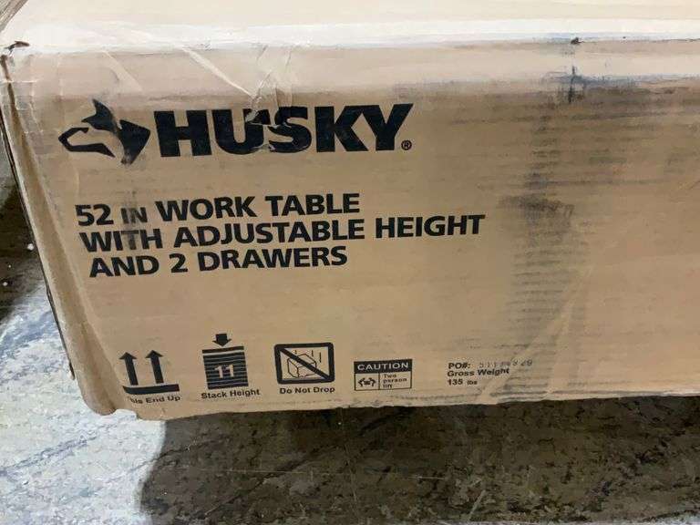 Husky 52 in. Adjustable Height Work Table with 2Drawers in Black