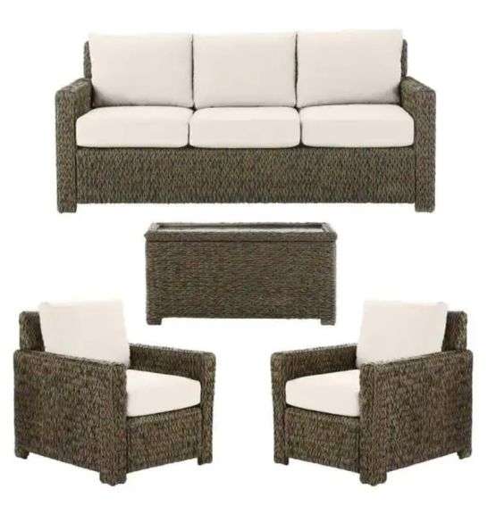 Hampton Bay Laguna Point 4Piece Brown Wicker Outdoor Patio Deep