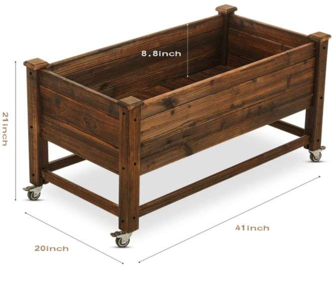 Notume Raised Garden Bed 41x21x20inch Mobile Elevated Wood Planter