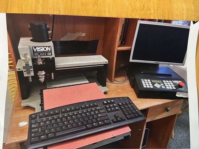 8.15.22 ACEY'S TROPHIES & AWARDS BUSINESS LIQUIDATION AUCTION! VISION ENGRAVER - IMPULSE SEALER - OFFICE FURNITURE - INTERCHANGEABLE TROPHY STOCKS - ELECTRONICS & MORE! WARSAW, IN