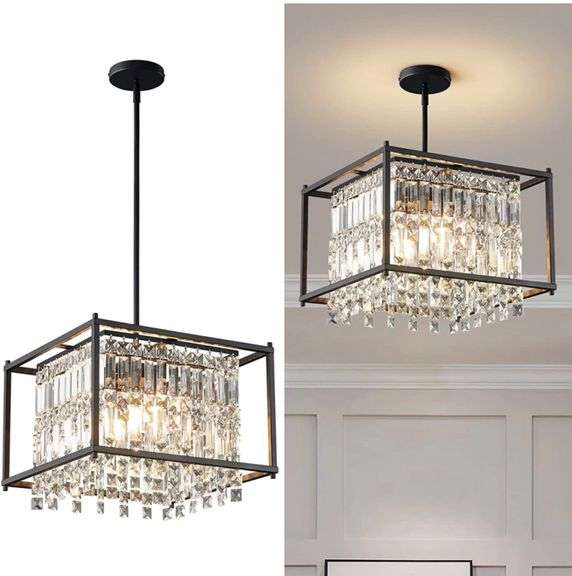 LMQNINE 4Light Dining Room Light Fixture 15.74 inch Square Lndustrial