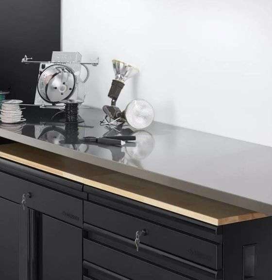 56" stainless steel work surface for heavy duty welded steel garage