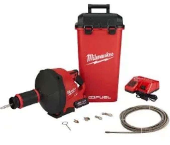 Milwaukee M18 Fuel Drain Snake with Cable Drive Locking Feed System Kit