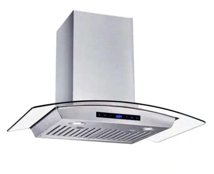 Vissani 30 in. W Convertible Glass Wall Mount Range Hood with 2