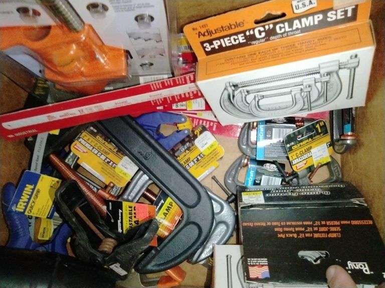 Rubber mallet, pipe clamp, Cclamps, hack saw blades, quick grips