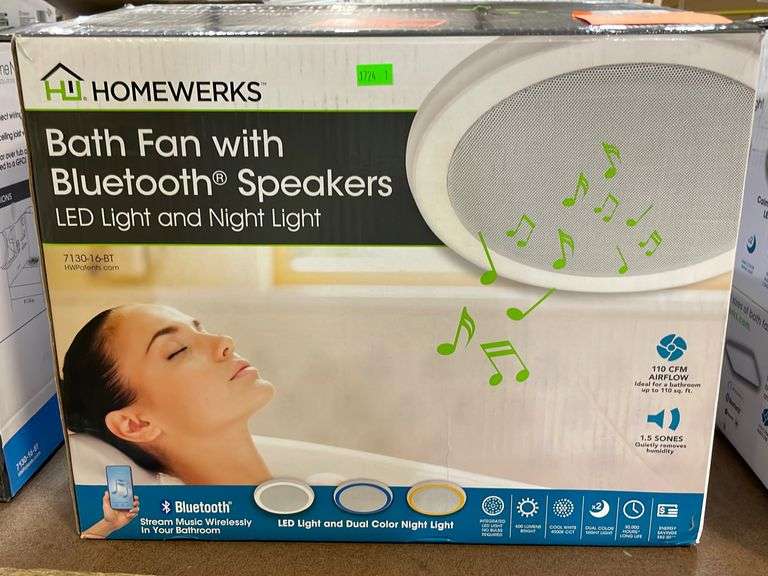 Homewerks bath fan with Bluetooth speaker led light and night light