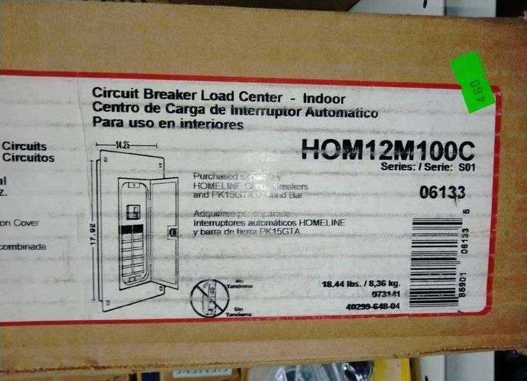 Homeline circuit breaker load center 100A 12 spaces Metzger Property