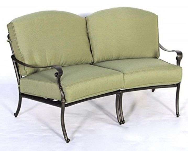 2 Hampton Bay Sectional Curved Loveseat BARE CUSHIONS and 40 in. Fire