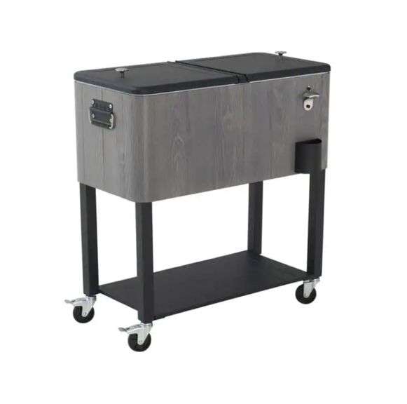 StyleWell 80 Qt. Gray Woodgrain Cooler with Black Metzger Property