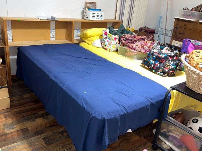 (2) Sleep Number Twin Beds with Head board (contents sitting on bed not