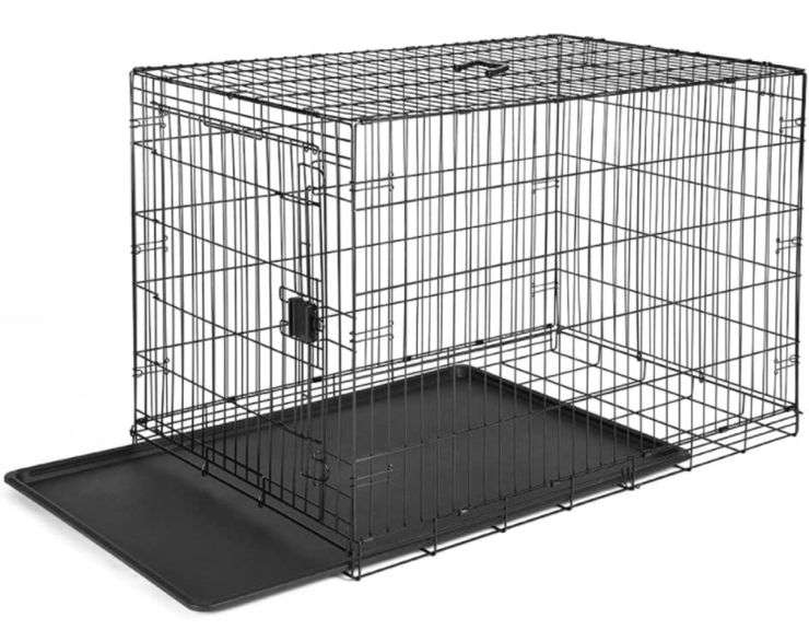 Amazon Basics Foldable Metal Wire Dog Crate 48” with Tray, Single or