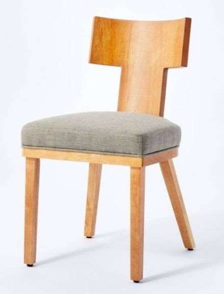 Salduro Sculptural Wood Dining Chair with Upholstered Seat Gray
