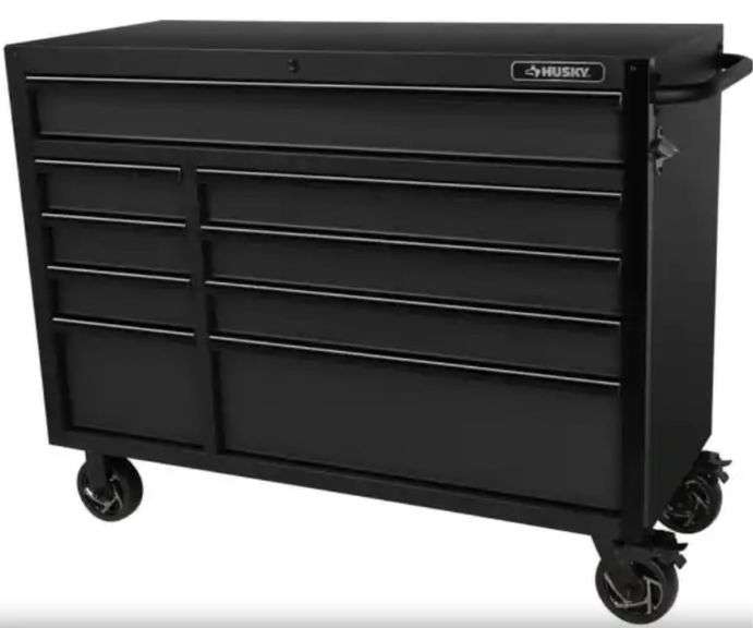 Husky 52” x 21 1/2” Heavy Duty 9 Drawer Mobile Workbench Tool Chest In