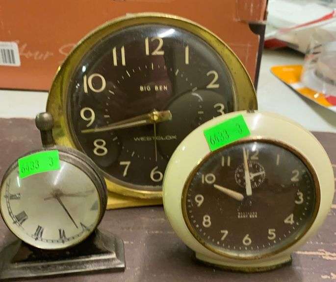 Three vintage wind up clocks Metzger Property Services LLC