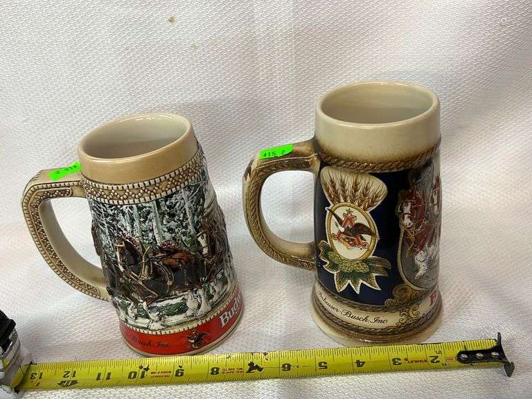 2 Budweiser beer steins,C series , Staffel Stoneware, west Germany