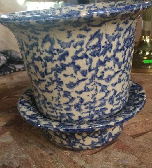 Blue spongeware pottery Metzger Property Services LLC