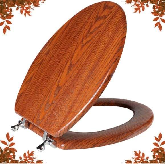 Elongated Toilet Seat Molded Wood Toilet Seat with Zinc Alloy Hinges