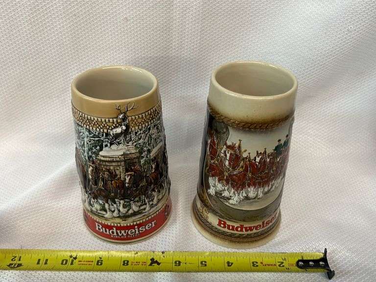 2 Budweiser beer steins,C series , Staffel Stoneware, west Germany