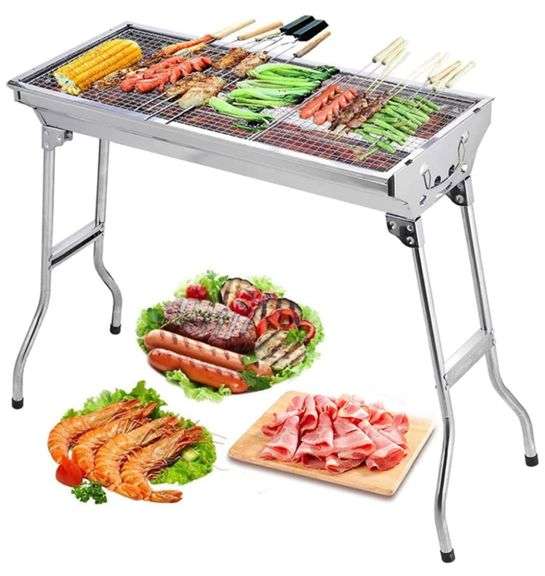 Barbecue Charcoal Grill Stainless Steel Folding Portable BBQ Tool Kits