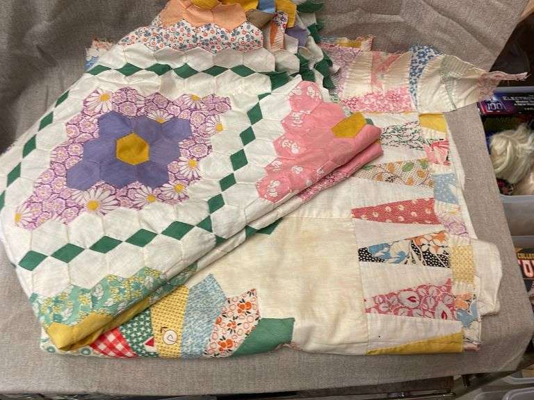 Two unfinished quilted blankets Metzger Property Services LLC