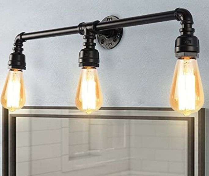 3 Lights Bathroom Vanity Light Fixture, Farmhouse Industrial Black