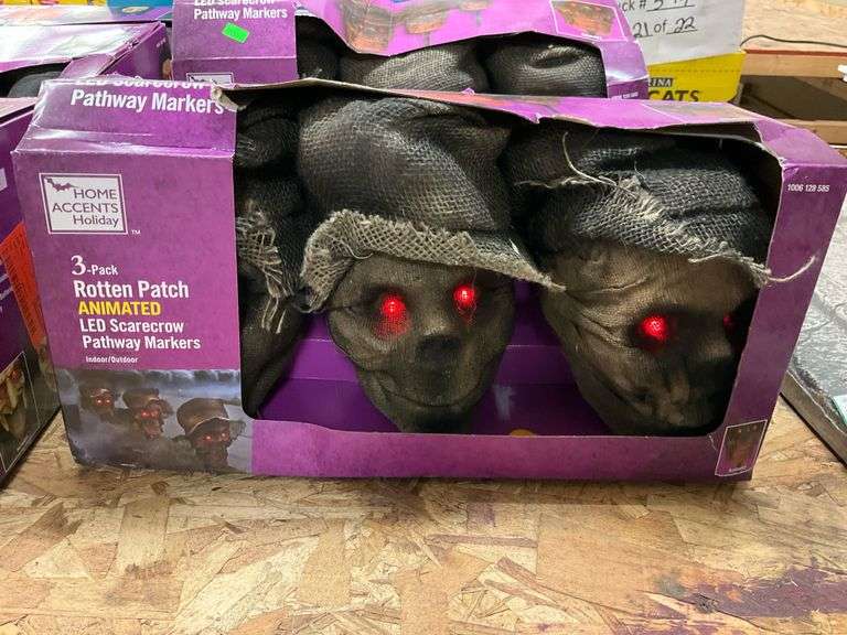 Home Accents Holiday 3 pack Rotten Patch Animated LED Scarecrow Pathway