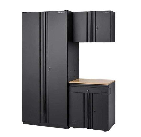 Husky 3Piece Heavy Duty Welded Steel Garage Storage System in Black