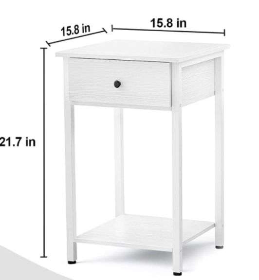 Ecoprsio Nightstand White End Table Side Table with Drawer and Storage