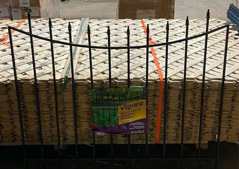 Vigoro Beaumont 40.4 in. H x 49.6 in. W Black Steel 3-Rail Fence Panel ...