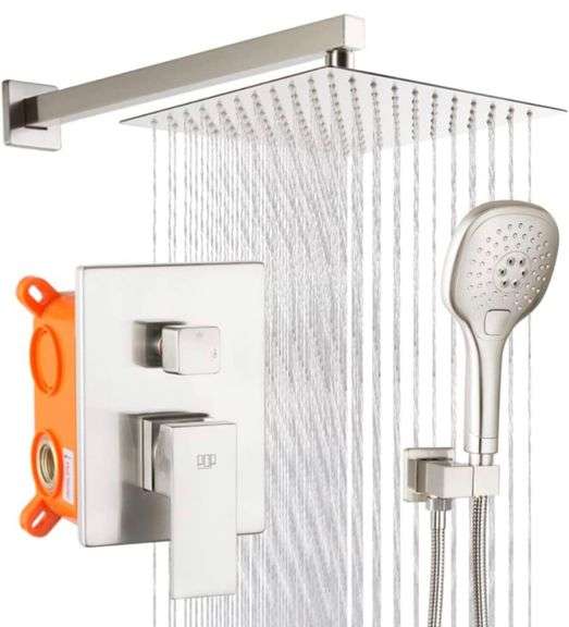 POP SANITARYWARE Shower System Brushed Nickel Bathroom Rainfall Shower