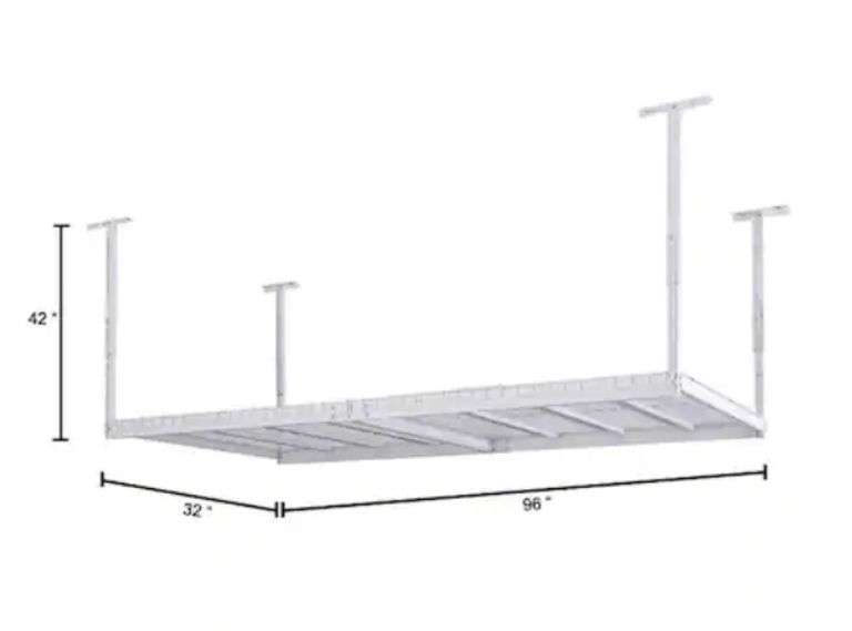 Husky Adjustable Height Overhead Ceiling Mount Garage Rack in White (42
