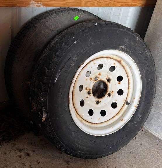 2 ST175/80R D13 trailer tires on 5 bolt rims Metzger Property