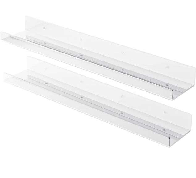 LANARP 24 Inch Clear Acrylic Shelf Transparent Picture Ledge Floating U