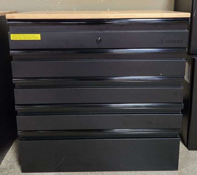 Husky wood top tool chest 32" W x 22" D x 32" H no keys only top drawer