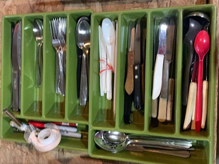 Silverware Assortment With Silverware Holders Metzger Property